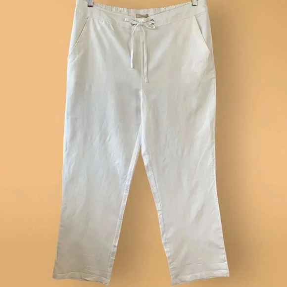 Appraisal New Linen Blend Straight Leg High Waist Pants Size XL Ivory White - Picture 1 of 15
